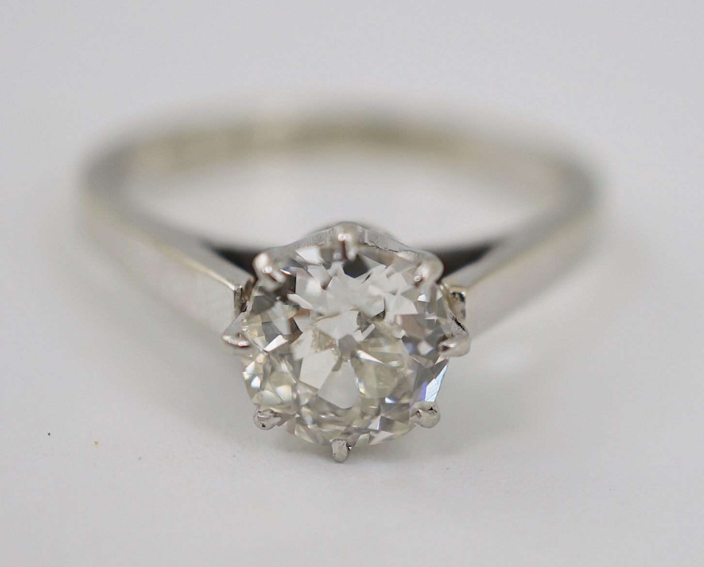 A 1970's 18ct white gold and solitaire diamond set ring